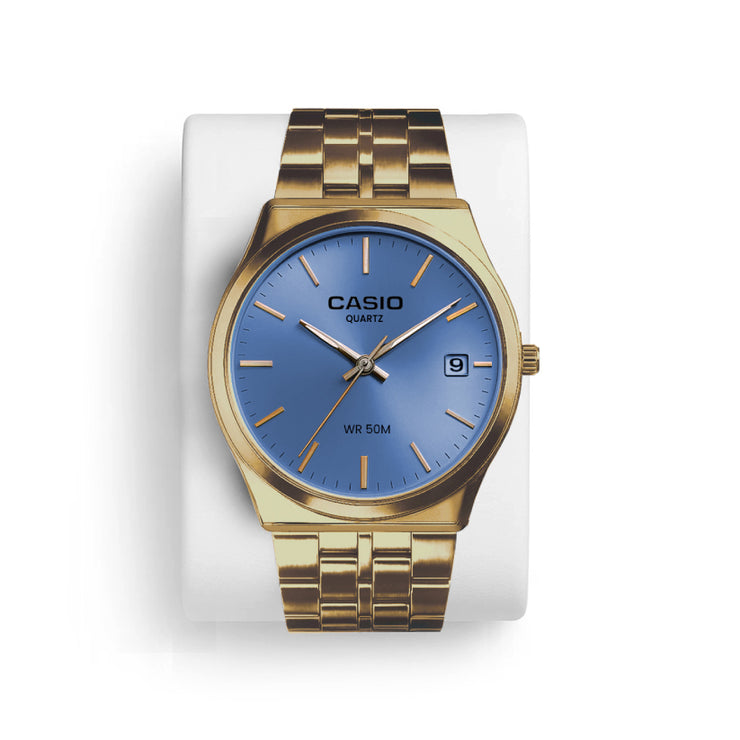 Casio Round Watch Rose Gold - Sky Blue
