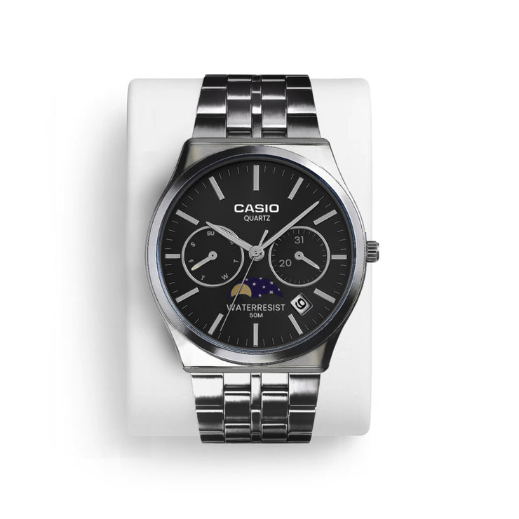 Casio Round Watch Silver - Black Chrono