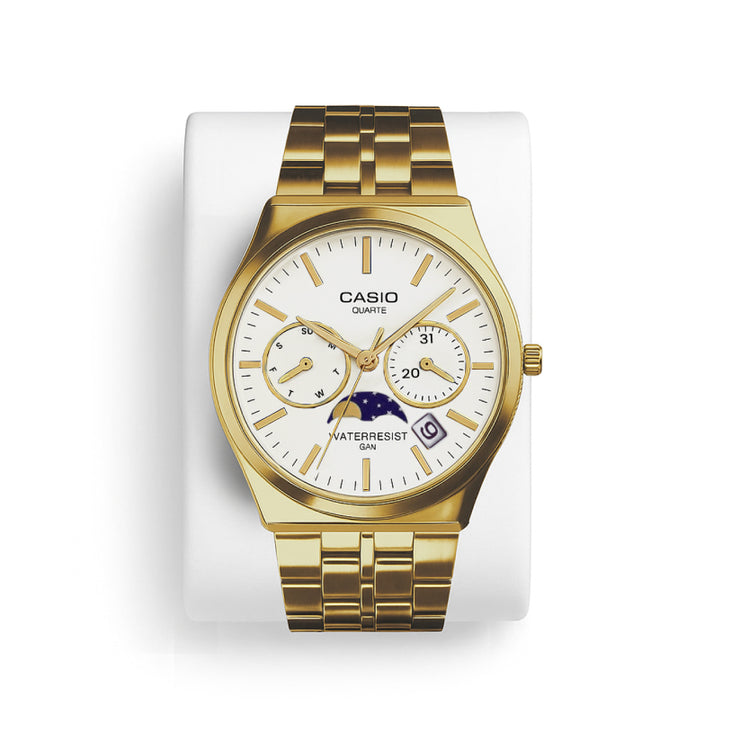 Casio Round Watch Rose Gold - White Chrono